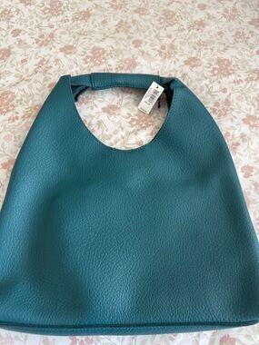 Teal Pebbled Leather Hobo Bag